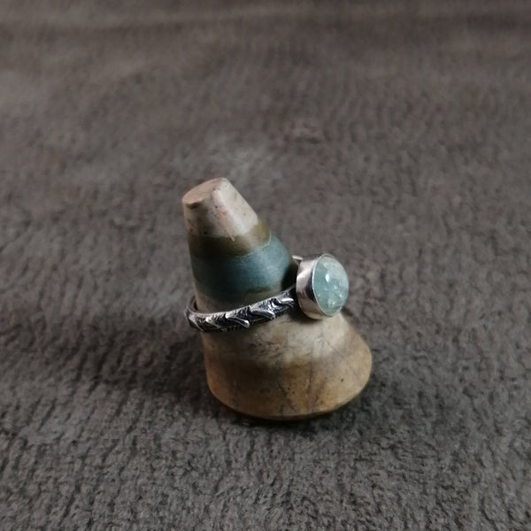 Anillo Aguamarina redonda
